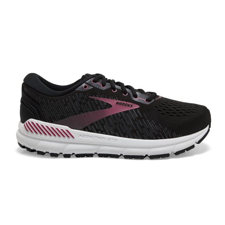 Brooks ADDICTION GTS 15 Road Running Shoes Womens Online - Black/Ebony/grey Charcoal/Mauvewood Burgu